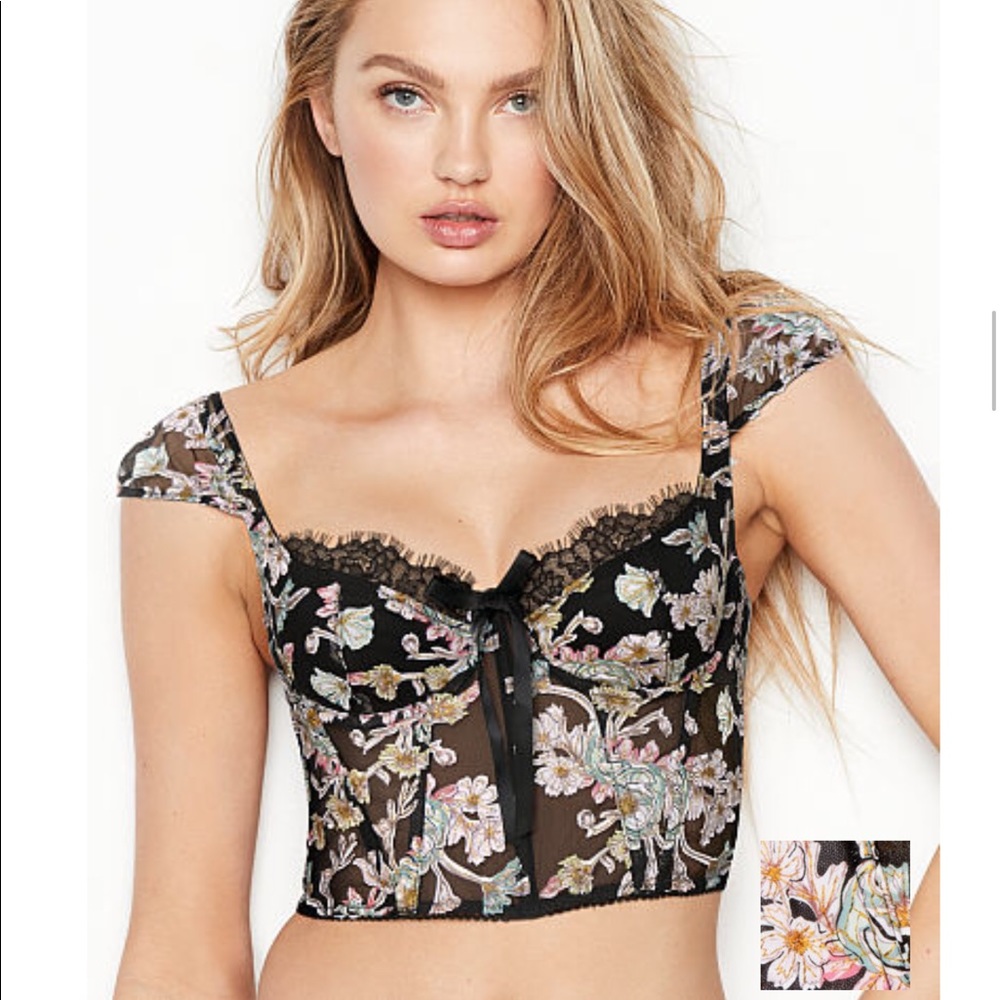 NWT VICTORIA'S SECRET DREAM ANGELS Black Unlined Bra Top Bustier